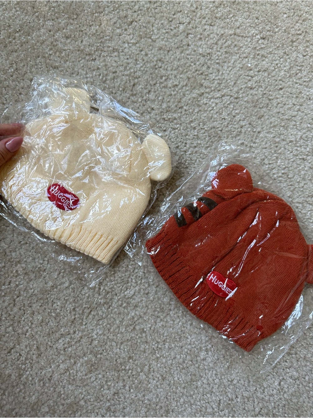 2-Pack Kids Animal Knit Beanies Tiger & Bear Hats Size 44-46cm / 17.3-18.1 - Picture 3 of 3
